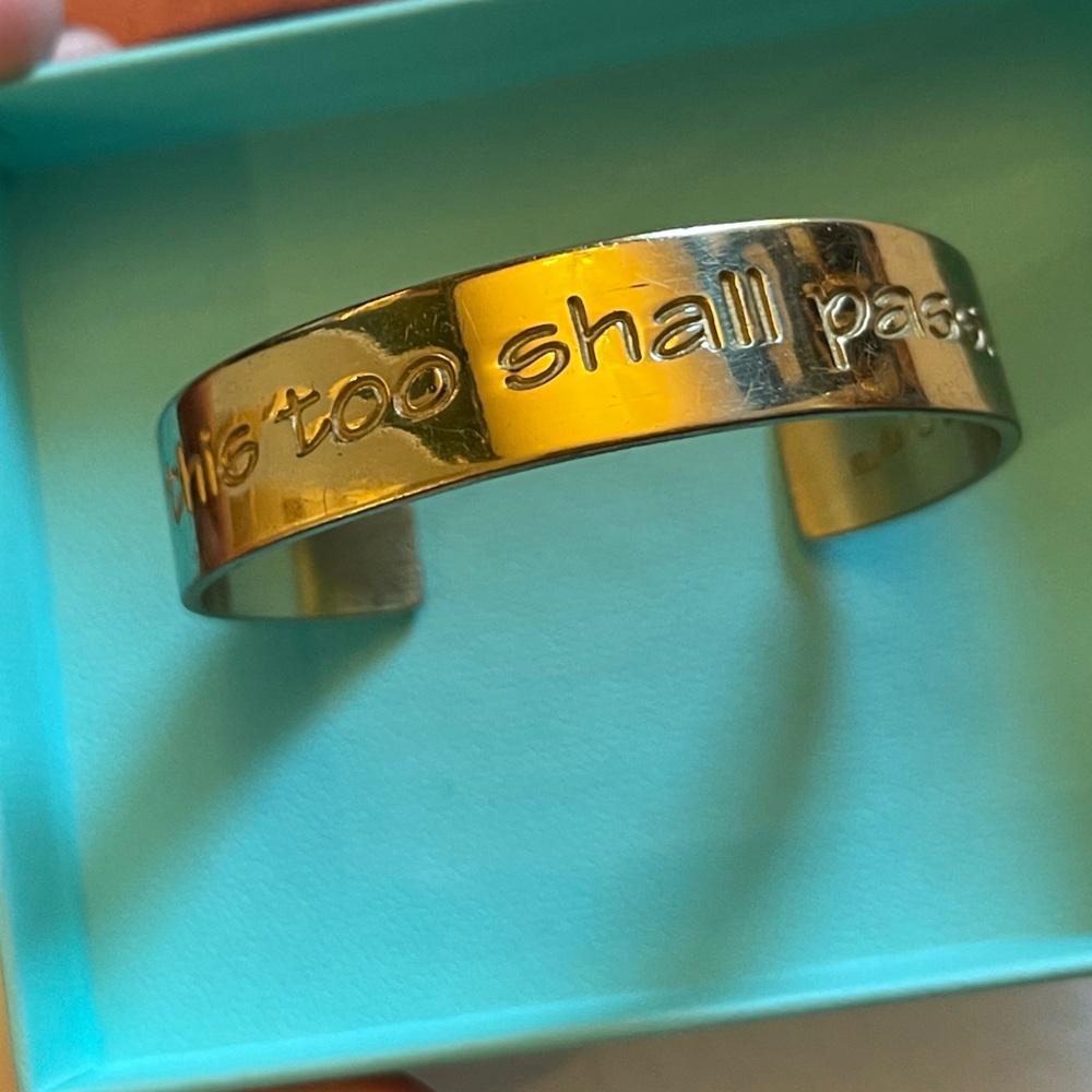 VTG RUSTIC CUFF inspirational simple brass cuff bracelet, “This too Shall Pass”